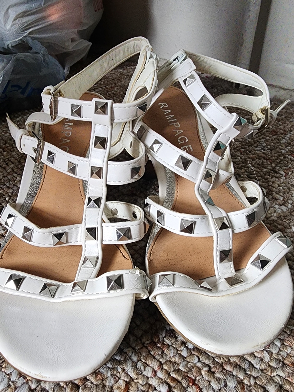 Rampage White Studded Gladiator Sandals